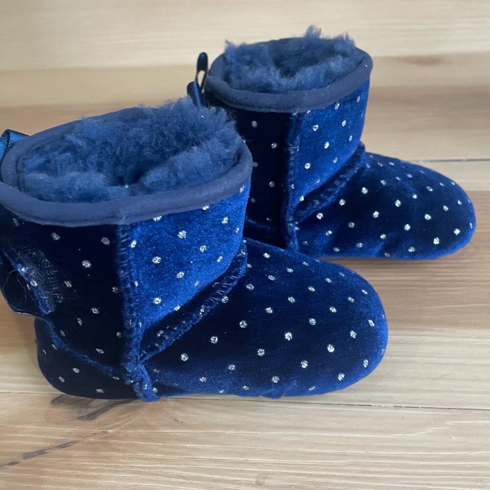 UGGs JESSE BOW II BOOTIES BABY blue CRIB TODDLER 2/3 winter slippers mini kids - Picture 8 of 11